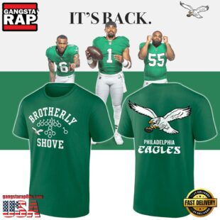 NFL Philadelphia Eagles Football Kelly Green Brotherly Shove T Shirt