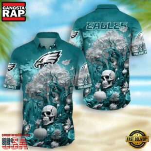 NFL Philadelphia Eagles Skull Pumpkin Halloween Hawaiian Shirt