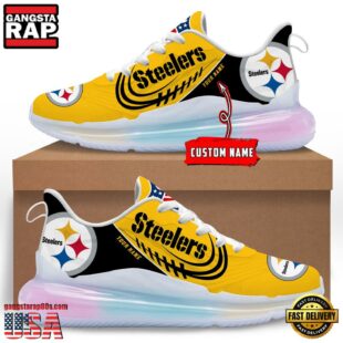 NFL Pittsburgh Steelers Custom Rainbow Atmospheric Cushion Running Shoes, Women's Sneaker