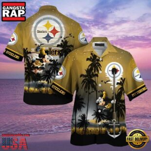 NFL Pittsburgh Steelers Hawaiian Shirt Mens Mickey Mouse Edition