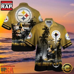 NFL Pittsburgh Steelers Hawaiian Shirt Mens Mickey Mouse Edition