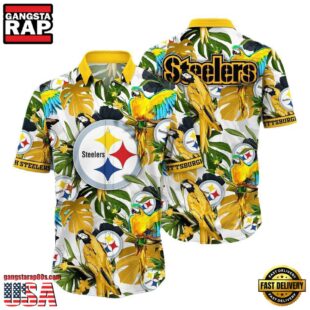 NFL Pittsburgh Steelers Parrots Tropical Flower Hawaiian Shirt