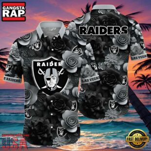 NFL Raiders Aloha Shirt Midnight Rose Tropical