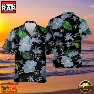 NFL Raiders Hawaiian Shirts For Men Hibiscus Flower Pattern