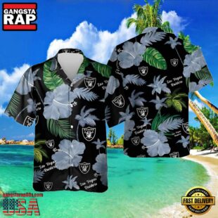 NFL Raiders Hawaiian Shirts For Men Hibiscus Flower Pattern