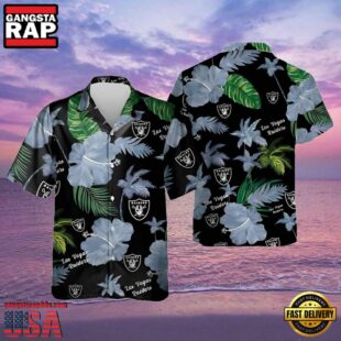 NFL Raiders Hawaiian Shirts For Men Hibiscus Flower Pattern