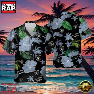 NFL Raiders Hawaiian Shirts For Men Hibiscus Flower Pattern