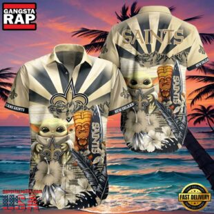 NFL Saints Hawaiian Shirt Mens Baby Yoda And Tiki Design