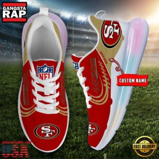 NFL San Francisco 49ers Custom Rainbow Atmospheric Cushion Running Shoes, Women's Sneaker