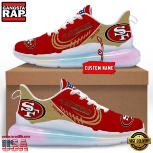 NFL San Francisco 49ers Custom Rainbow Atmospheric Cushion Running Shoes, Women's Sneaker