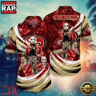 NFL San Francisco 49ers Halloween Horror Movies Summer Hawaiian Shirts