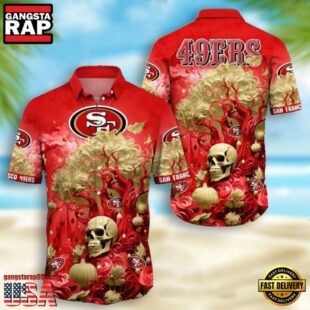 NFL San Francisco 49ers Skull Pumpkin Halloween Hawaiian Shirt