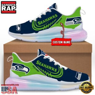 NFL Seattle seahawks Custom Rainbow Atmospheric Cushion Running Shoes, Women's Sneaker