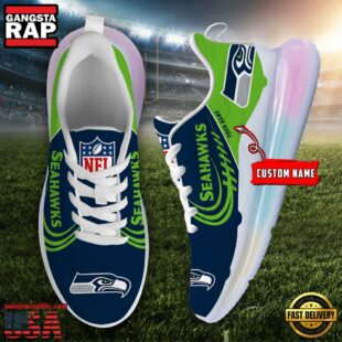 NFL Seattle seahawks Custom Rainbow Atmospheric Cushion Running Shoes, Women's Sneaker