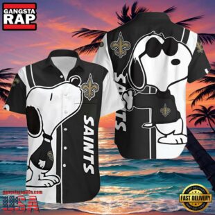 NFL Snoopy New Orleans Saints Hawaiian Shirt Black