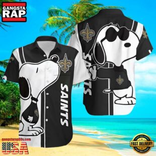 NFL Snoopy New Orleans Saints Hawaiian Shirt Black