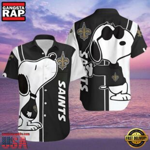 NFL Snoopy New Orleans Saints Hawaiian Shirt Black