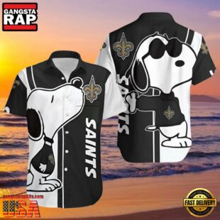 NFL Snoopy New Orleans Saints Hawaiian Shirt Black