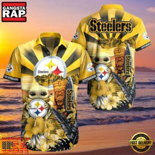 NFL Steelers For Men Baby Yoda Tiki Hawaiian Shirt