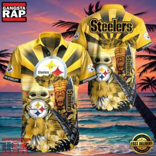 NFL Steelers For Men Baby Yoda Tiki Hawaiian Shirt