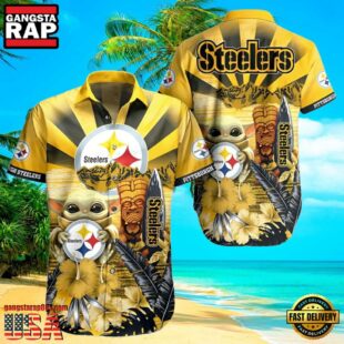 NFL Steelers For Men Baby Yoda Tiki Hawaiian Shirt