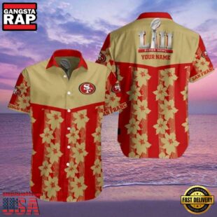 NFL Super Bowl LIV Commemorative San Francisco 49ers Custom Name Aloha Hawaiian Shirt