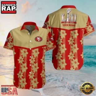 NFL Super Bowl LIV Commemorative San Francisco 49ers Custom Name Aloha Hawaiian Shirt