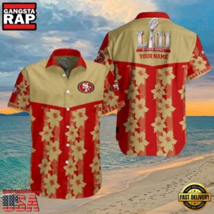 NFL Super Bowl LIV Commemorative San Francisco 49ers Custom Name Aloha Hawaiian Shirt