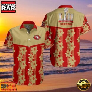 NFL Super Bowl LIV Commemorative San Francisco 49ers Custom Name Aloha Hawaiian Shirt