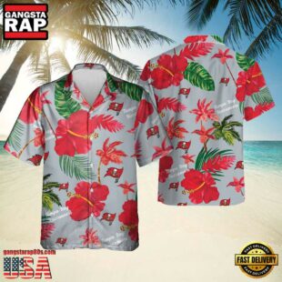 NFL Tampa Bay Buccaneers Color Hibiscus Button Up Hawaiian Shirt