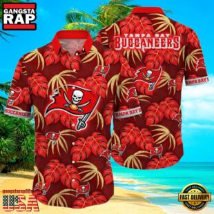 NFL Tampa Bay Buccaneers Hawaiian Shirt Red Palm Leaf