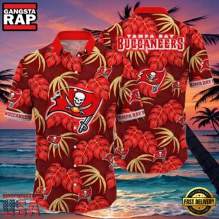 NFL Tampa Bay Buccaneers Hawaiian Shirt Red Palm Leaf