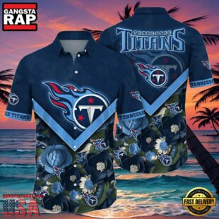 NFL Tennessee Titans Hawaiian Shirt Navy Blue Floral Paradise