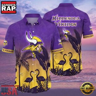 NFL Vikings Hawaii Shirt Flamingo And Flower