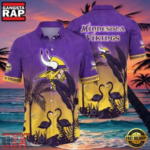 NFL Vikings Hawaii Shirt Flamingo And Flower