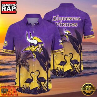 NFL Vikings Hawaii Shirt Flamingo And Flower