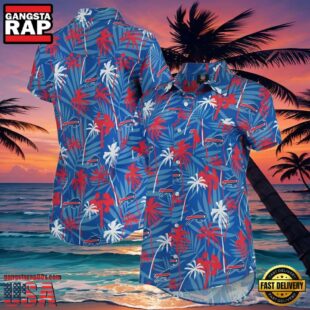 NFL Women's Buffalo Bills Hawaiian Shirt Royal Floral Harmonic