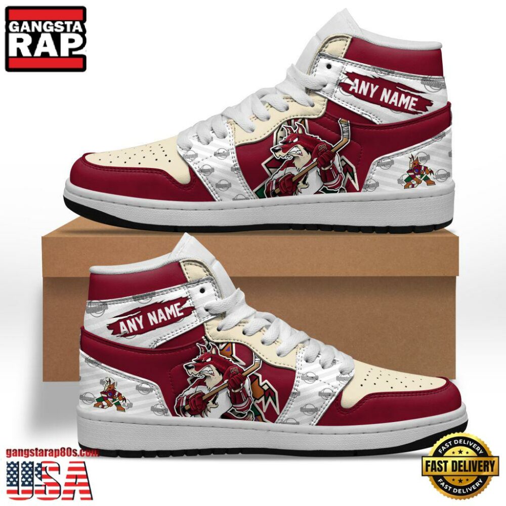 NHL Arizona Coyotes Team Mascot Design Air Jordan 1 Hightop Shoes