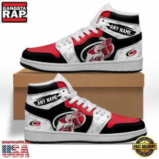 NHL Carolina Hurricanes Team Mascot Design Air Jordan 1 Hightop Shoes