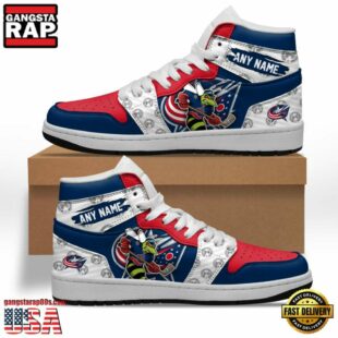 NHL Columbus Blue Jackets Team Mascot Design Air Jordan 1 Hightop Shoes