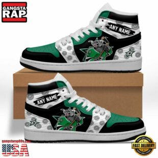 NHL Dallas Stars Team Mascot Design Air Jordan 1 Hightop Shoes