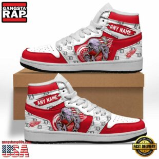 NHL Detroit Red Wings Team Mascot Design Air Jordan 1 Hightop Shoes