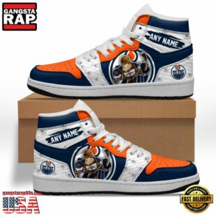 NHL Edmonton Oilers Team Mascot Design Air Jordan 1 Hightop Shoes