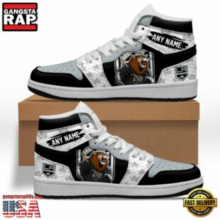 NHL Los Angeles Kings Team Mascot Design Air Jordan 1 Hightop Shoes