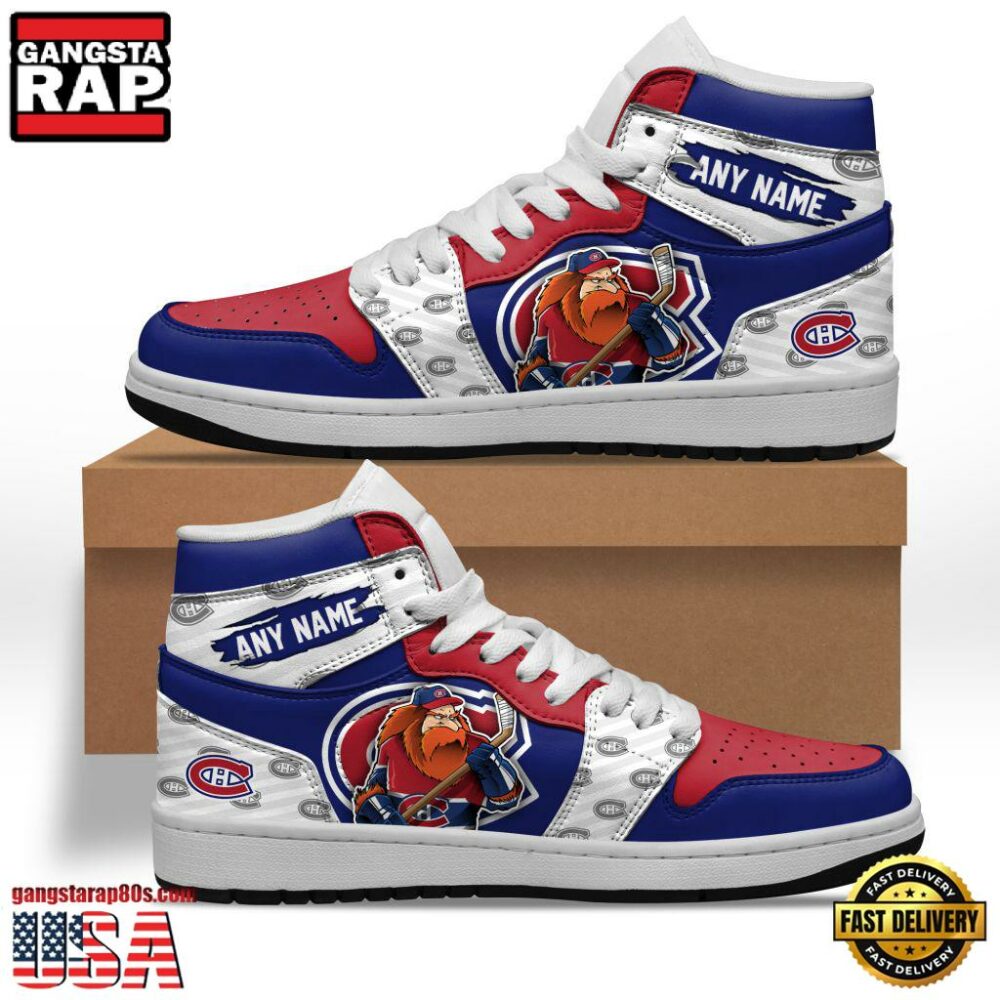 NHL Montreal Canadiens Team Mascot Design Air Jordan 1 Hightop Shoes