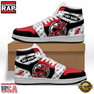 NHL New Jersey Devils Team Mascot Design Air Jordan 1 Hightop Shoes