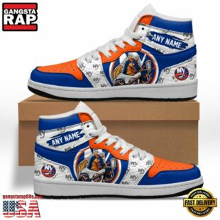 NHL New York Islanders Team Mascot Design Air Jordan 1 Hightop Shoes