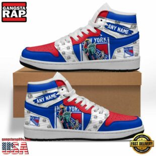 NHL New York Rangers Team Mascot Design Air Jordan 1 Hightop Shoes