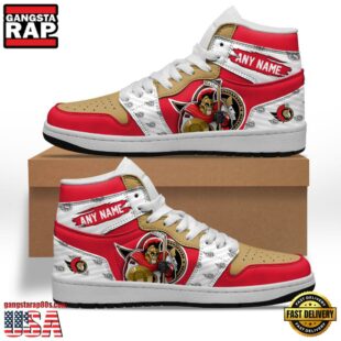 NHL Ottawa Senators Team Mascot Design Air Jordan 1 Hightop Shoes