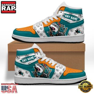 NHL San Jose Sharks Team Mascot Design Air Jordan 1 Hightop Shoes